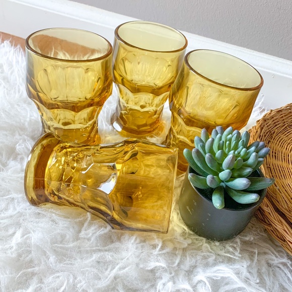 Vintage MCM Amber Drinking Glasses - Set of 4